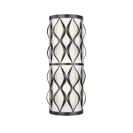 Z-Lite Harden Wall Sconce, 3-Light, 8 In.W x 4.5 In.L x 22.5 In.H, Matte Black/White 1948-3S-MB